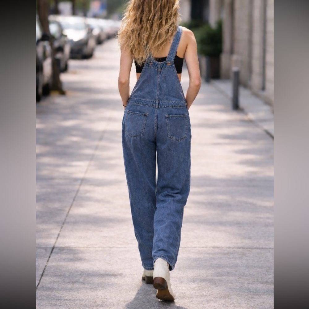 Wrangler Classic Blue Denim Overalls flat measurement: waist - 18” inseam 28.5” - Picture 2 of 12